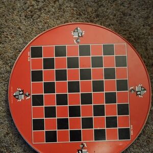 Round Red and Black Checkers Board Game